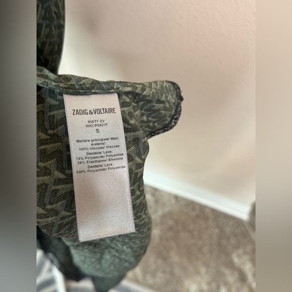 Zadig & Voltaire Risty ZV print Kaki olive green Maxi‎ Dress Size S - Picture 8 of 8